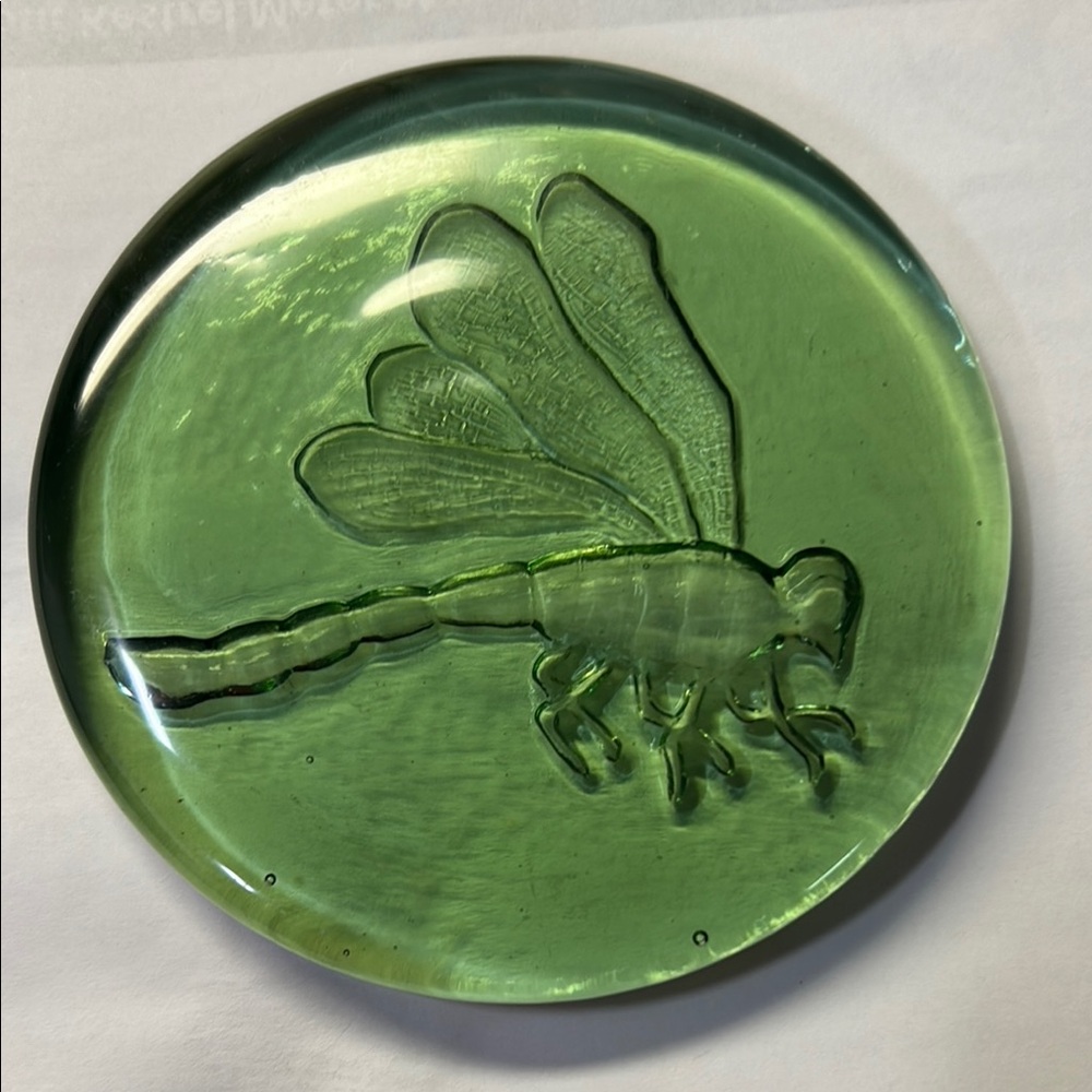 Green Dragonfly Glass Paperweight